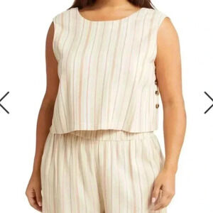 NWT Treasure & Bond SIDE BUTTON REVERSIBLE TANK IN IVORY JANA STRIPE XL